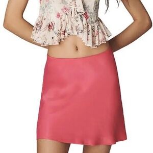 Anthropologie Tilda Mini Slip Skirt - Pink